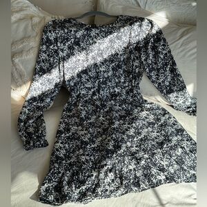 Black and Creme Cinched Waist Dress